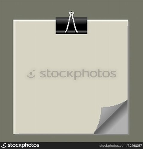 paper note with clips, abstract vector art illustration