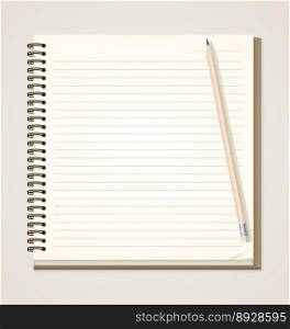 Paper notebook and pencil vector image