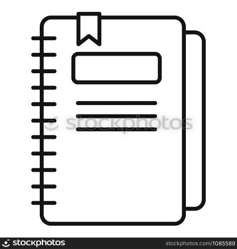 Paper notebook icon. Outline paper notebook vector icon for web design isolated on white background. Paper notebook icon, outline style