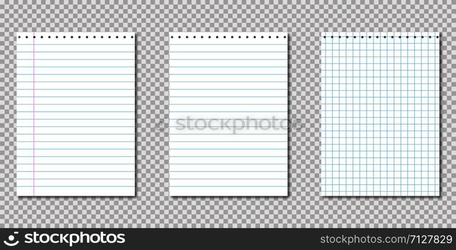 Paper notebook. Realistic template with paper notebook on transparent background. Blank clear paper note. Business vector illustration. Page template. Paper sheet. Book page. EPS 10. Paper notebook. Realistic template with paper notebook on transparent background. Blank clear paper note. Business vector illustration. Page template. Paper sheet. Book page.