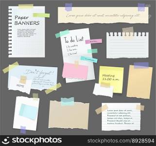 Paper notes memo messages board on stickers vector image