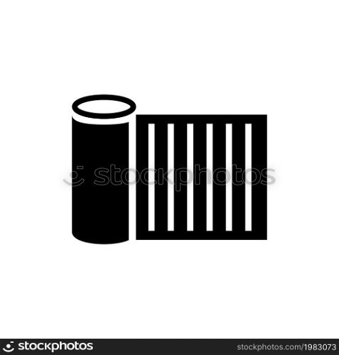 Paper or Textile Fabric Roll. Flat Vector Icon illustration. Simple black symbol on white background. Paper or Textile Fabric Roll sign design template for web and mobile UI element. Paper or Textile Fabric Roll Flat Vector Icon