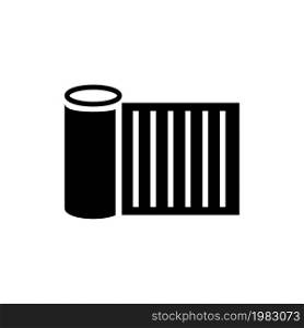 Paper or Textile Fabric Roll. Flat Vector Icon illustration. Simple black symbol on white background. Paper or Textile Fabric Roll sign design template for web and mobile UI element. Paper or Textile Fabric Roll Flat Vector Icon