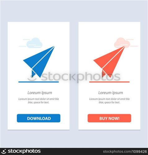 Paper, Paper plane, Plane Blue and Red Download and Buy Now web Widget Card Template
