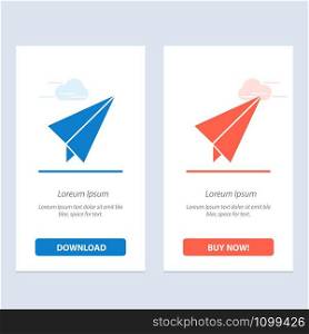 Paper, Paper plane, Plane Blue and Red Download and Buy Now web Widget Card Template