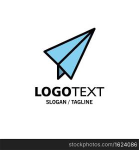 Paper, Paper plane, Plane Business Logo Template. Flat Color
