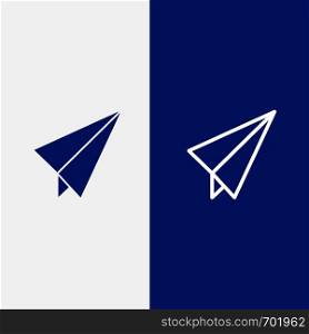 Paper, Paper plane, Plane Line and Glyph Solid icon Blue banner Line and Glyph Solid icon Blue banner