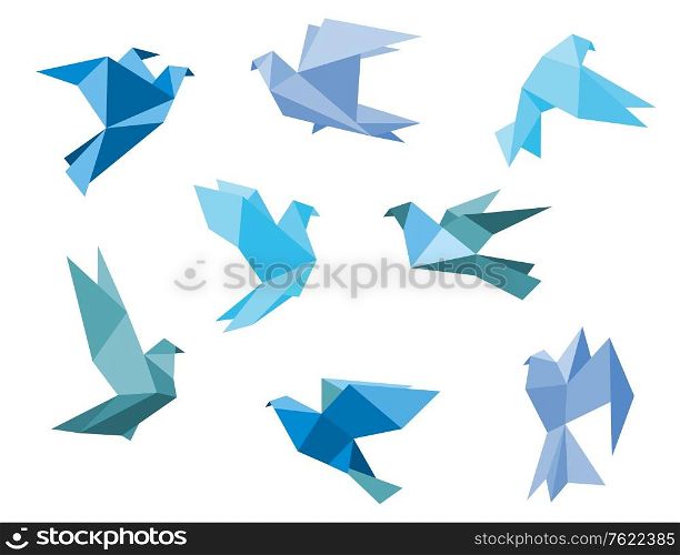 Paper pigeons and doves set in origami style