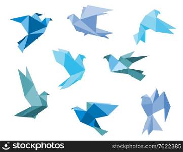 Paper pigeons and doves set in origami style