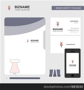 Paper pin Business Logo, File Cover Visiting Card and Mobile App Design. Vector Illustration