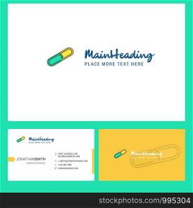 Paper pin Logo design with Tagline & Front and Back Busienss Card Template. Vector Creative Design