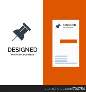 Paper, Pin, Reminder Grey Logo Design and Business Card Template