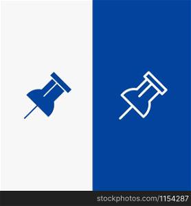 Paper, Pin, Reminder Line and Glyph Solid icon Blue banner Line and Glyph Solid icon Blue banner