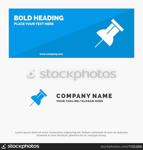 Paper, Pin, Reminder SOlid Icon Website Banner and Business Logo Template