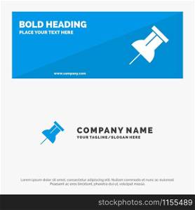 Paper, Pin, Reminder SOlid Icon Website Banner and Business Logo Template
