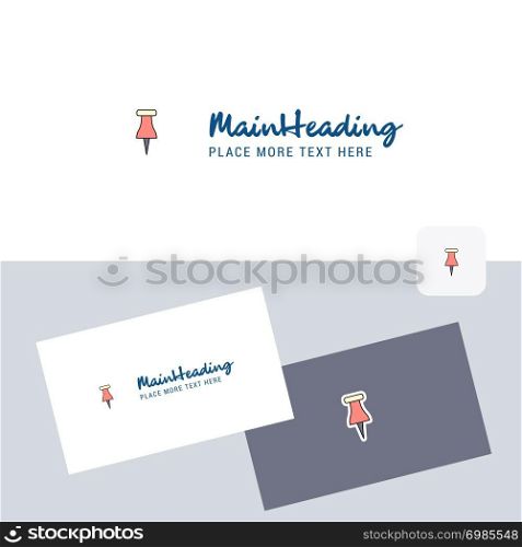 Paper pin vector logotype with business card template. Elegant corporate identity. - Vector