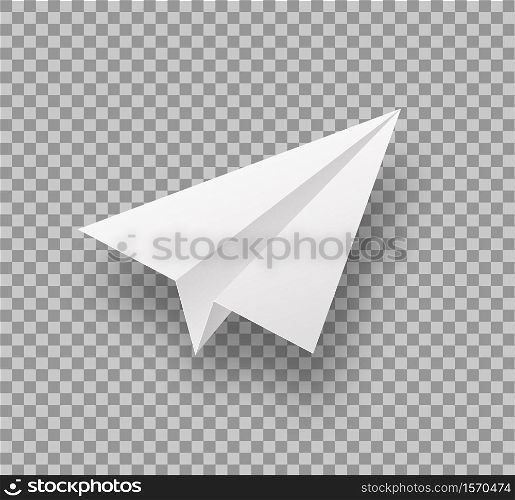 Paper plane 3d isolated vector. White flying paperplane design travel background. Origami, handmade aeroplane symbol freedom.. Paper plane 3d isolated vector. White flying paperplane design travel background. Origami, handmade aeroplane symbol freedom