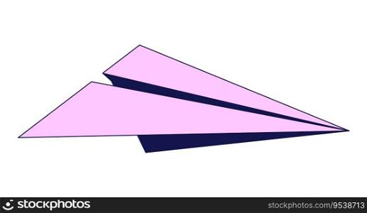 Paper plane flat line color isolated vector object. Origami hobby. Editable clip art image on white background. Simple outline cartoon spot illustration for web design. Paper plane flat line color isolated vector object