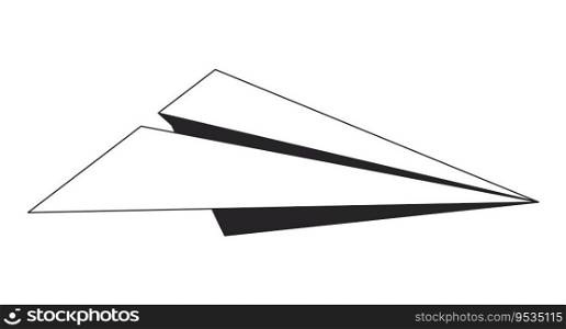 Paper plane flat monochrome isolated vector object. Origami hobby. Editable black and white line art drawing. Simple outline spot illustration for web graphic design. Paper plane flat monochrome isolated vector object