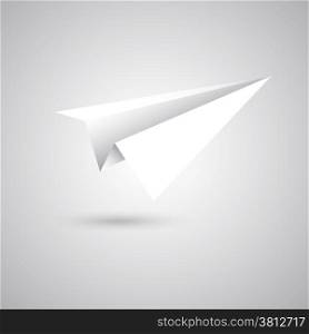 Paper plane fly on gray background, stock vector