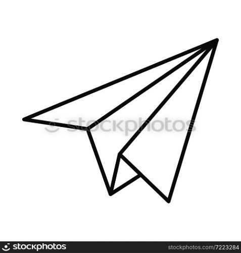 Paper plane icon black linear isolated on white background illustration. Paper plane icon black linear isolated on white background
