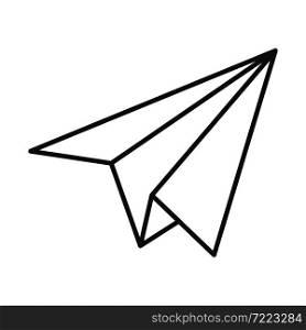 Paper plane icon black linear isolated on white background illustration. Paper plane icon black linear isolated on white background
