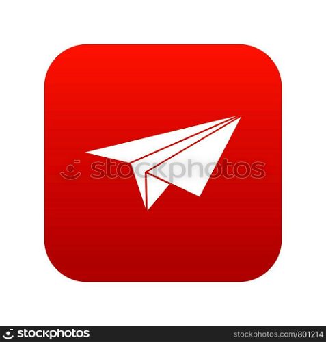 Paper plane icon digital red for any design isolated on white vector illustration. Paper plane icon digital red
