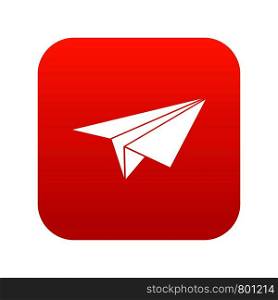 Paper plane icon digital red for any design isolated on white vector illustration. Paper plane icon digital red