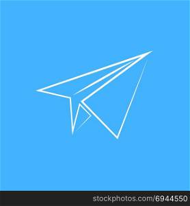 Paper Plane Icon Isolated on Blue Background. Paper Plane Isolated