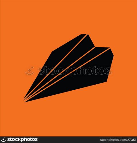 Paper plane icon. Orange background with black. Vector illustration.