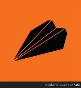 Paper plane icon. Orange background with black. Vector illustration.