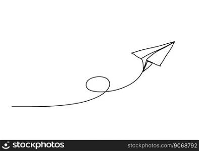 paper plane , line drawing style, , startup idea concept  , Vector Illustration.