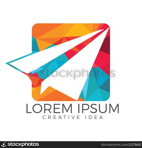 Paper plane logo design. Concept of tour, delivery, delivering messages, homemade toy, airship, airliner. isolated on white background.