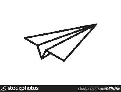 Paper plane vector thin line icon. Paper airplane fly flat simple sign