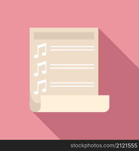 Paper playlist icon flat vector. Music song. App mobile phone. Paper playlist icon flat vector. Music song