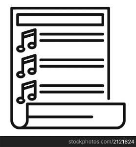 Paper playlist icon outline vector. Music song. App mobile phone. Paper playlist icon outline vector. Music song