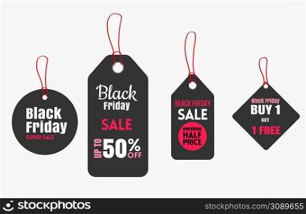 Paper Price Tag set for Black Friday. Vector illustration. Paper Price Tag set for Black Friday.