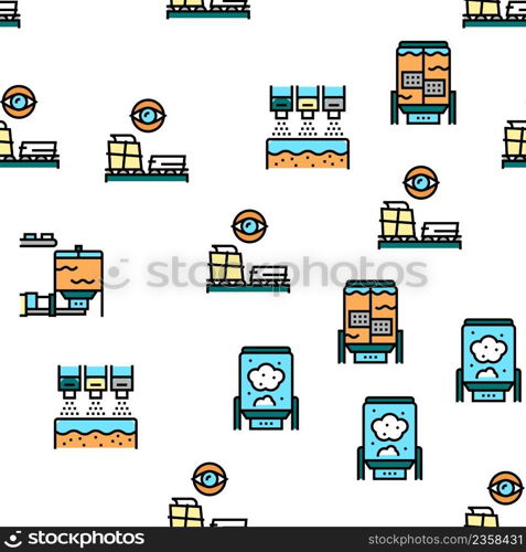 Paper Production Plant Vector Seamless Pattern Thin Line Illustration. Paper Production Plant Vector Seamless Pattern