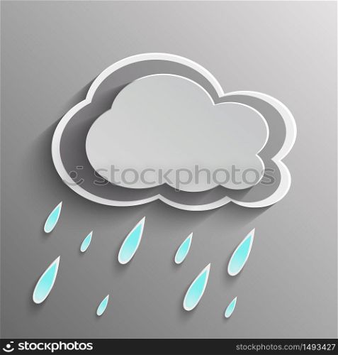 Paper rainy cloud background.Vector