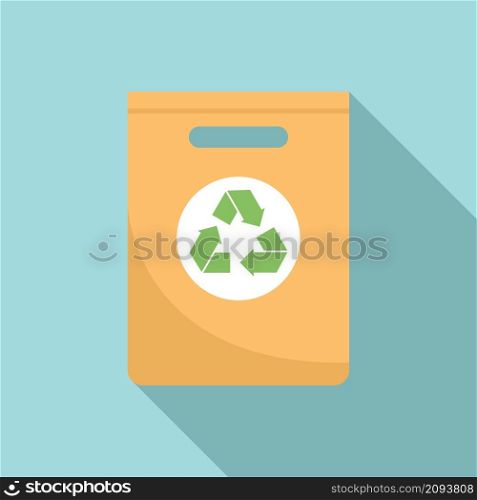 Paper recycle bag icon flat vector. Eco fabric. Handle paper bag. Paper recycle bag icon flat vector. Eco fabric