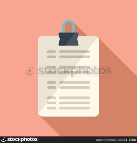 Paper report icon flat vector. Business document. Project task. Paper report icon flat vector. Business document