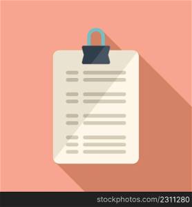 Paper report icon flat vector. Business document. Project task. Paper report icon flat vector. Business document