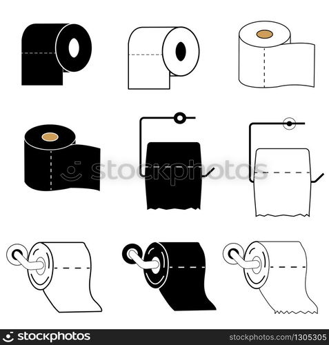 paper roll icon on white background. flat style. toilet paper icon for your web site design, logo, app, UI. toilet paper roll symbol. toilet tissue paper roll sign.