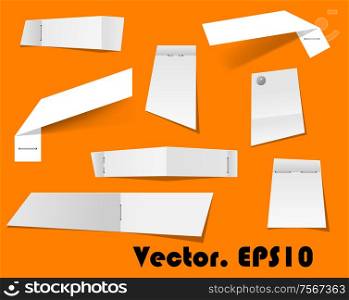 Paper scraps and notes attached with stapler for any office, business or remind cocnept design
