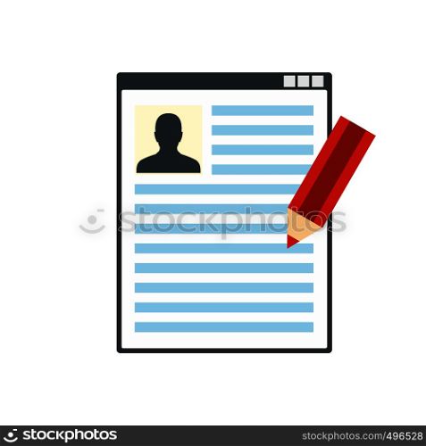 Paper sheet document and pencil flat icon isolated on white background. Paper sheet document and pencil flat icon