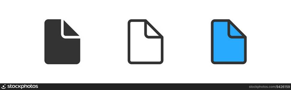 Paper sheet icon on light background. Document formats symbol. Folder, web, file. Outline, flat and colored style. Flat design. Vector illustration. Paper sheet icon on light background. Document formats symbol. Folder, web, file. Outline, flat and colored style. Flat design. 