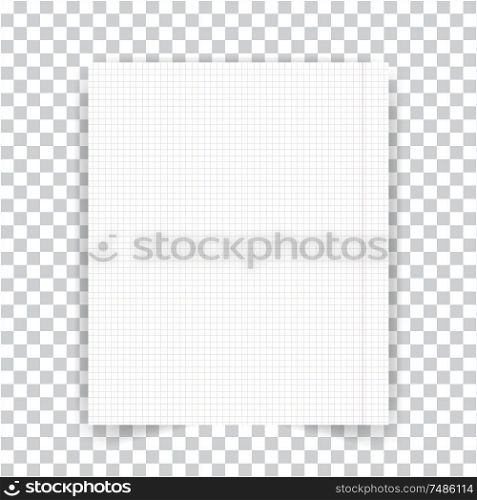 Paper sheet of a school notebook on a transparent background. Vector illustration .. Paper sheet of a school notebook on a transparent background.