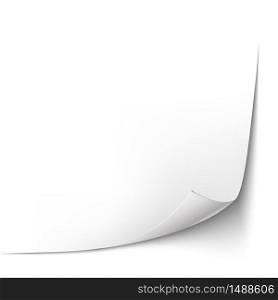 Paper Sheet With Curled Corner. Vector illustration.. Paper Sheet With Curled Corner. Vector illustration