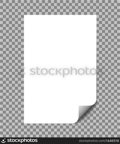 Paper sheet wrapped vector illustration with shadow. Blank A4 paper page with curl isolated on white. vector eps10. Paper sheet wrapped vector illustration with shadow. Blank A4 paper page with curl isolated on white. vector
