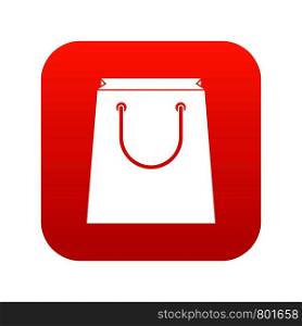 Paper shopping bag icon digital red for any design isolated on white vector illustration. Paper shopping bag icon digital red